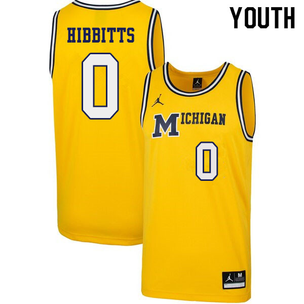 Youth #0 Brent Hibbitts Michigan Wolverines 1989 Retro College Basketball Jerseys Sale-Yellow